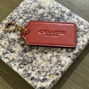 Coach Brown Leather Tag with Gold Chain